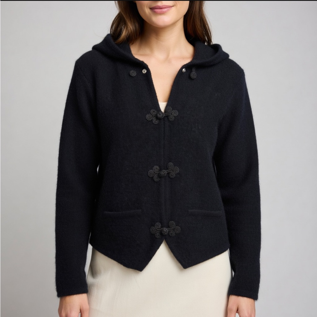 Karen Scott Wool Toggle Closure Duffle Cardigan Sweater